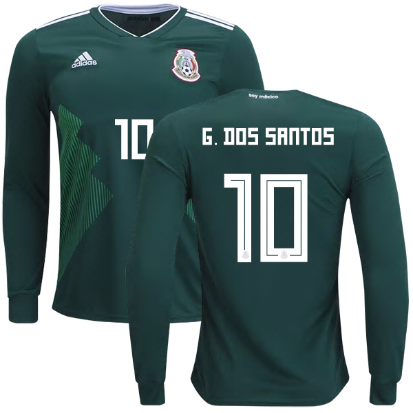 Mexico #10 G.Dos Santos Home Long Sleeves Kid Soccer Country Jersey - Click Image to Close